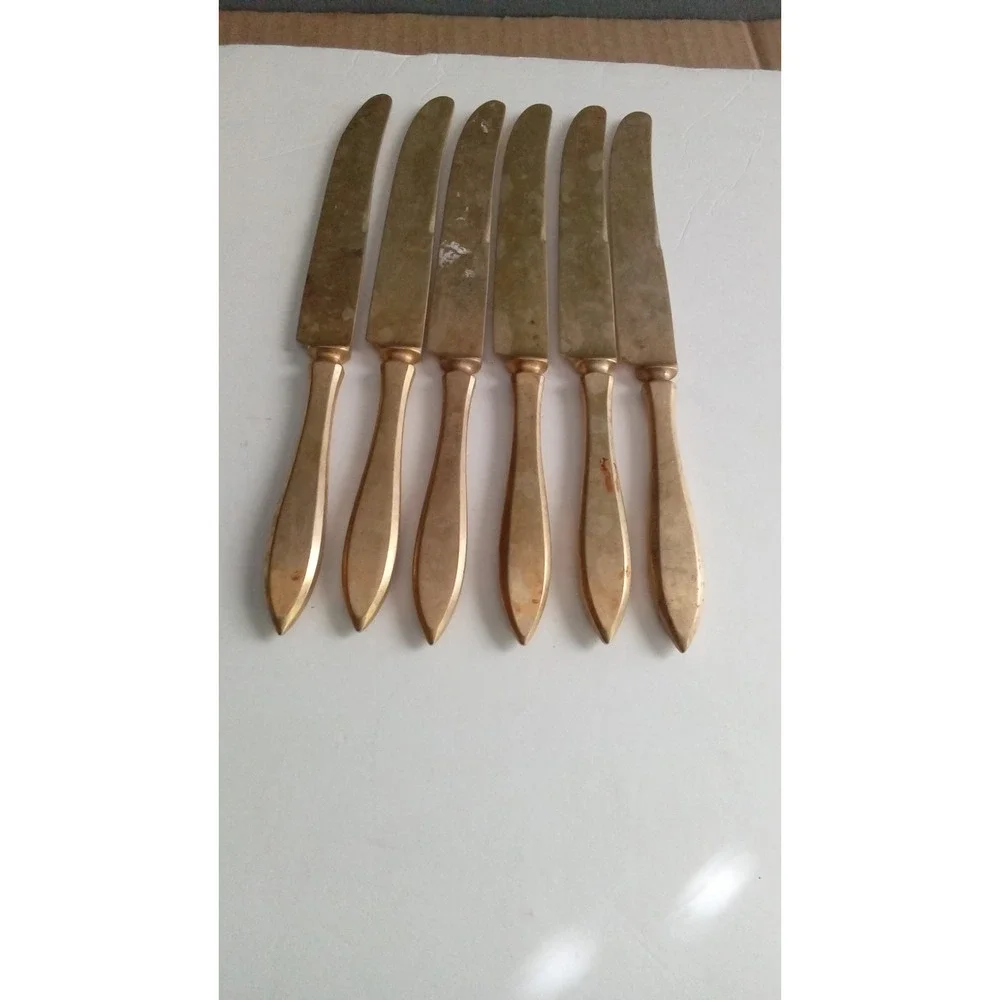 Vintage Gold Tone Flatware Set,‎ 10 Pieces, Spoons and Knives, Dining
